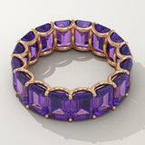 8.91 TCW Emerald Shaped February-Amethyst Birthstone Wedding Band