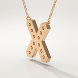 0.31 TCW Round Lab-Grown Diamond X Initial Necklace