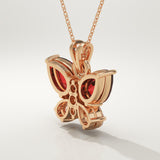 3.21 TCW Pear & Round January-Garnet Birthstone Necklace