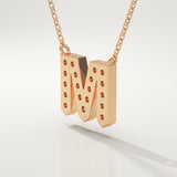 0.202 TCW Round Lab-Grown Diamond M Initial Necklace