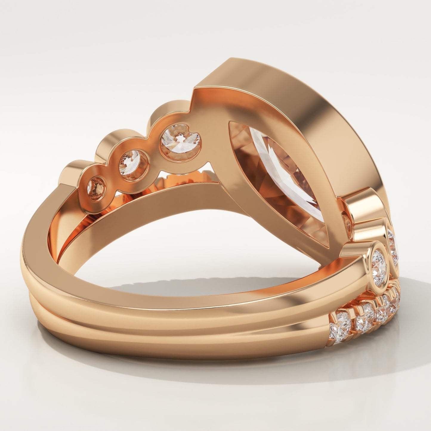 Marquise Cut Half Bezel Pave Lab-Grown Diamond Engagement Ring
