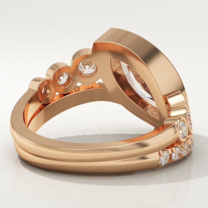 Marquise Cut Half Bezel Pave Lab-Grown Diamond Engagement Ring