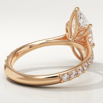 1.75 CT Marquise Cut Pave Cathedral Moissanite Engagement Ring