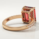 3.71 CT Emerald Cut Pave January-Garnet Birthstone Engagement Ring