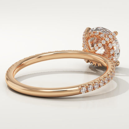 Round Cut Hidden Halo & Pave Lab-Grown Diamond Engagement Ring