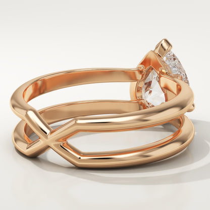 Pear Cut Double Shank Hidden Halo Lab-Grown Diamond Engagement Ring