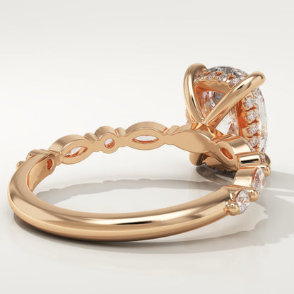 Elongated Cushion Cut Pave Lab-Grown Diamond Engagement Ring