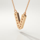 0.178 TCW Round Lab-Grown Diamond V Initial Necklace