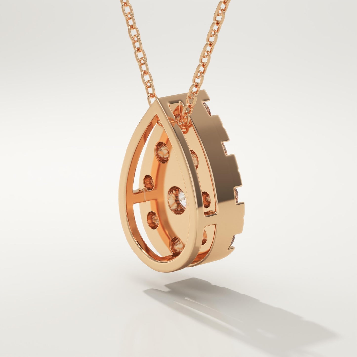 0.67 TCW Round Lab-Grown Diamond Pear Charm Necklace