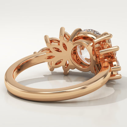 Round Cut Cluster Lab-Grown Diamond Engagement Ring