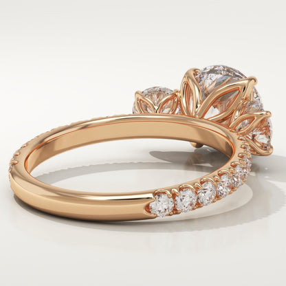 2 CT Round Cut Three Stone Moissanite Engagement Ring