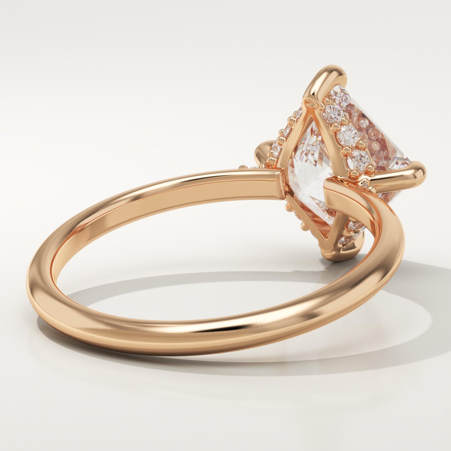 2.25 CT Princess Cut Hidden Halo Moissanite Engagement Ring