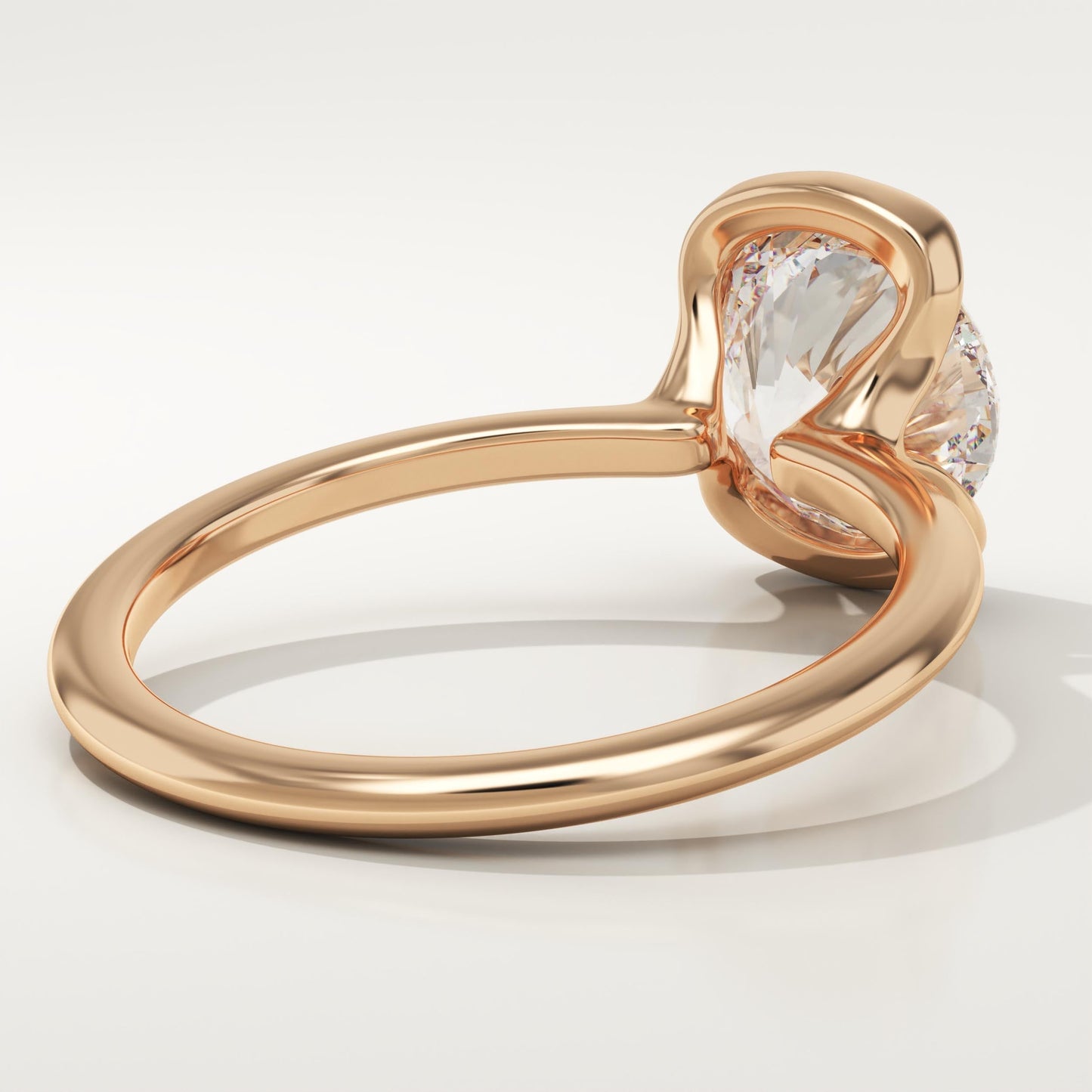 Round Cut Half Bezel Lab-Grown Diamond Engagement Ring