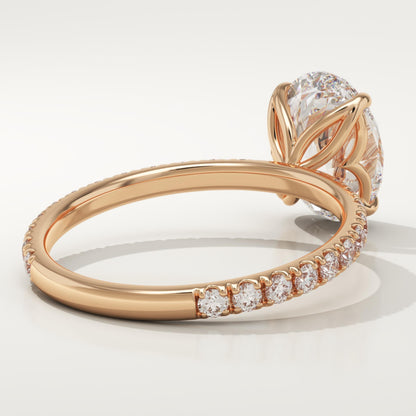 Oval Cut Pave Lab-Grown Diamond Engagement Ring
