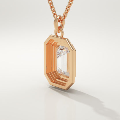 2 CT Emerald Lab-Grown Diamond Solitaire & Bezel Necklace