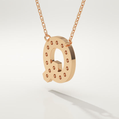 0.268 TCW Round Lab-Grown Diamond Q Initial Necklace