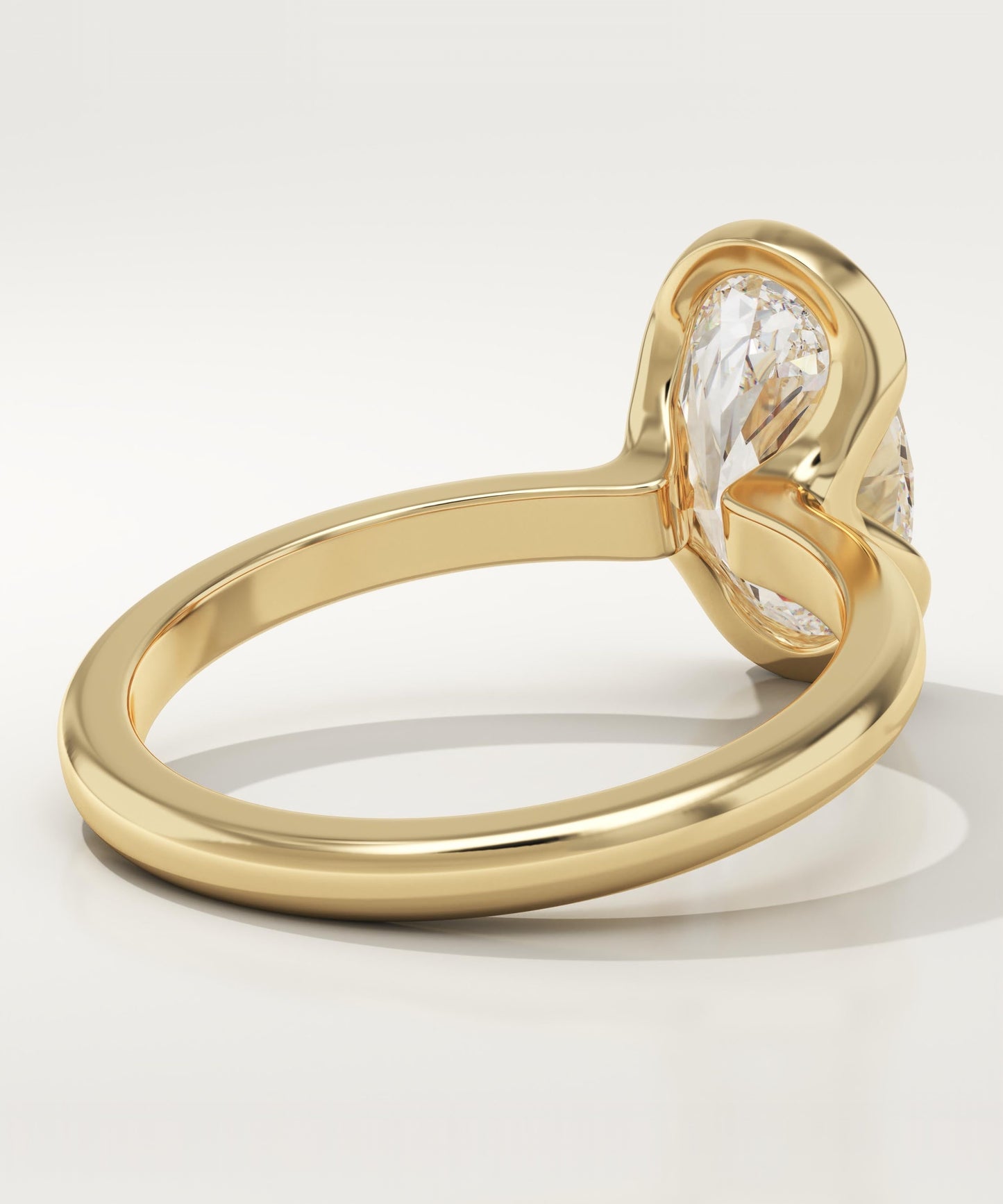 Oval Cut Half Bezel Lab-Grown Diamond Engagement Ring