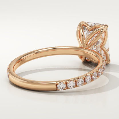 2 CT Emerald Cut Pave Moissanite Engagement Ring