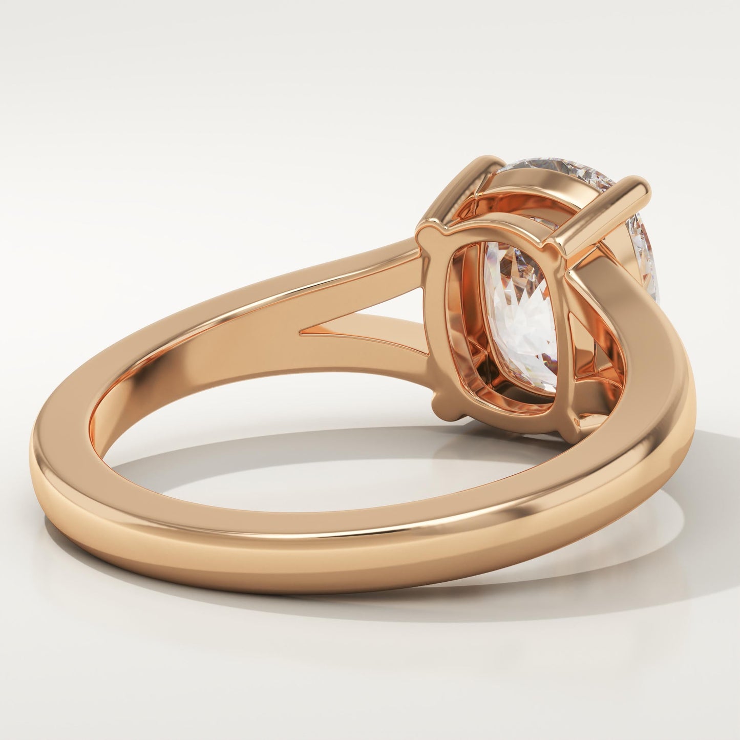 Elongated Cushion Cut Solitaire Split Shank Lab-Grown Diamond Engagement Ring