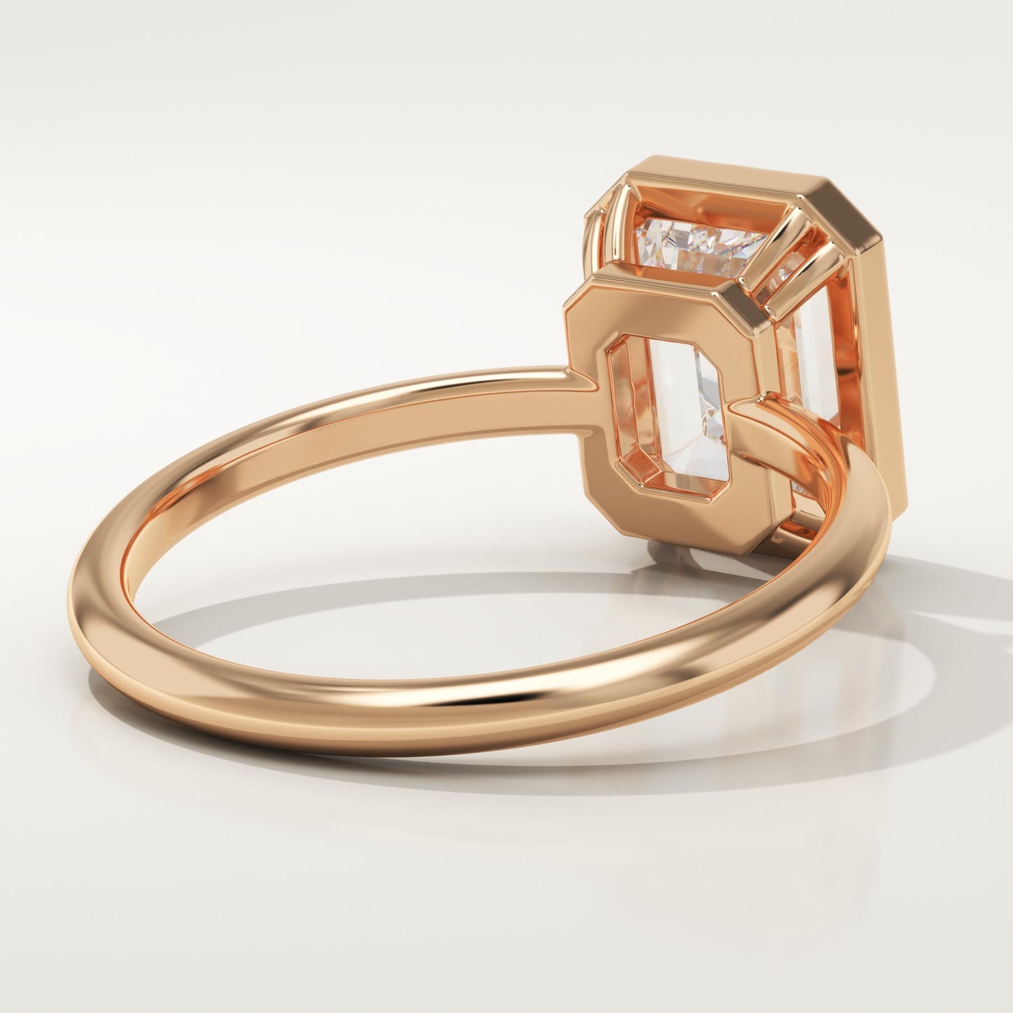 1.75 CT Emerald Cut Bezel Moissanite Engagement Ring