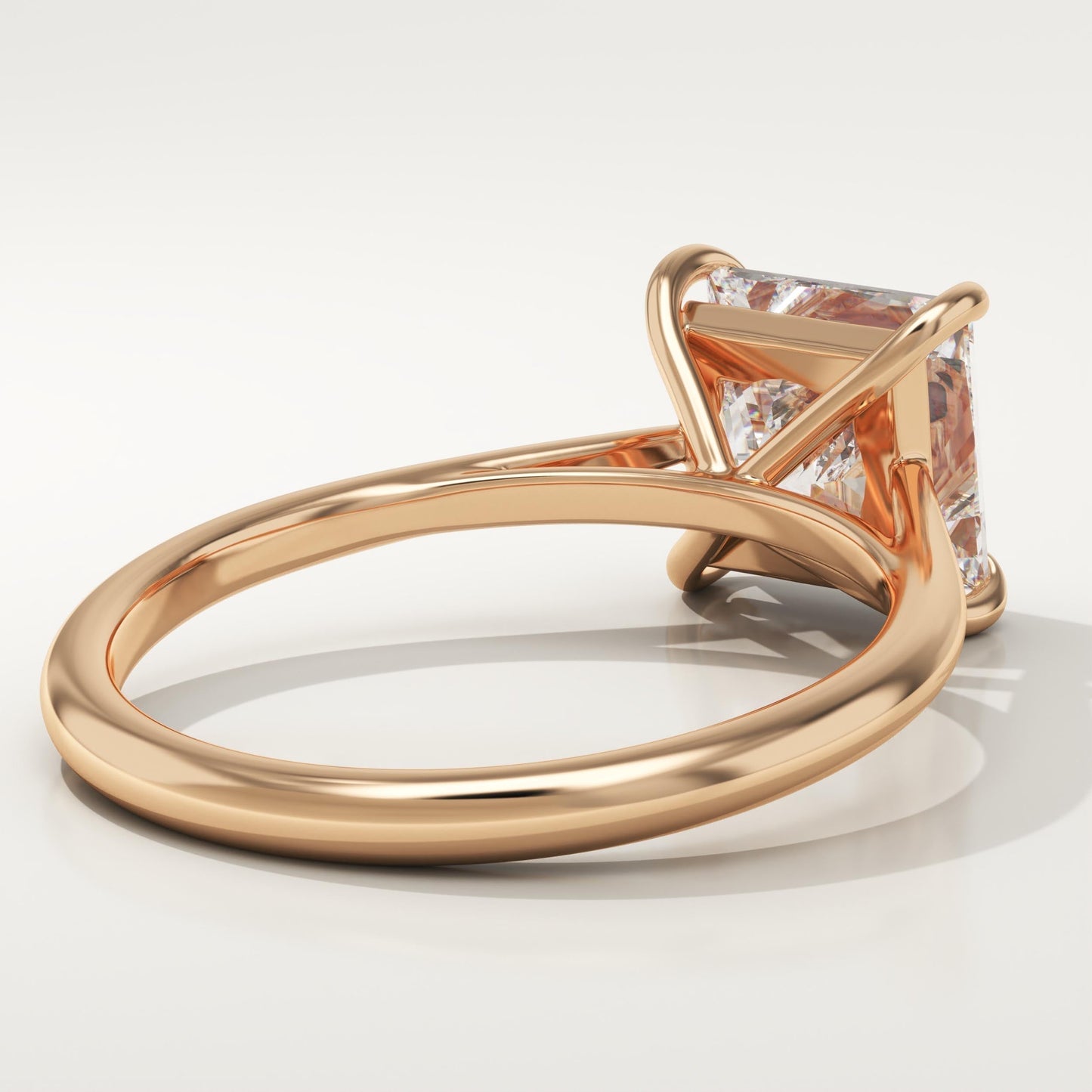 Princess Cut Solitaire Cathedral Lab-Grown Diamond Engagement Ring
