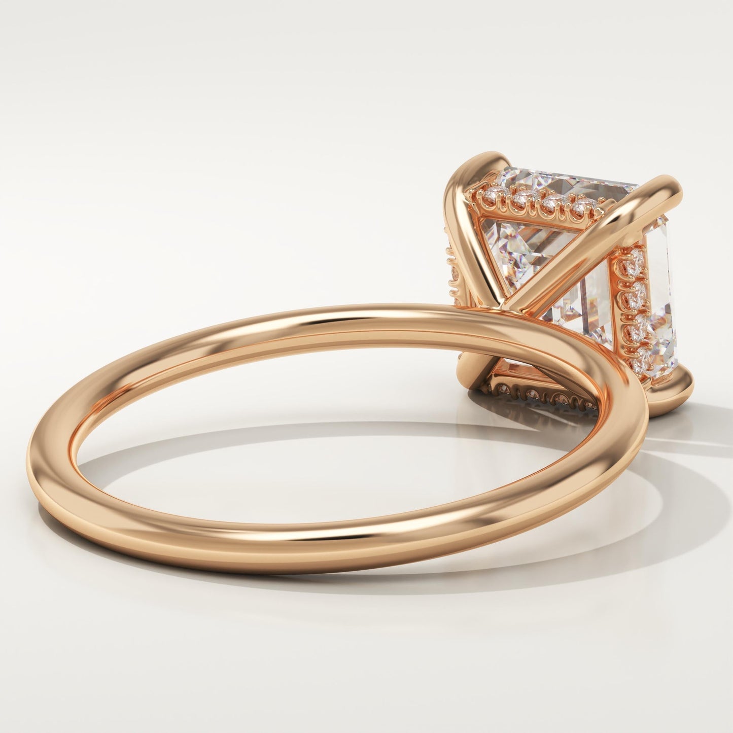2.25 CT Asscher Cut Hidden Halo Moissanite Engagement Ring