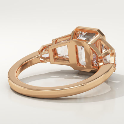 2 CT Emerald Cut Cluster Bezel Moissanite Engagement Ring