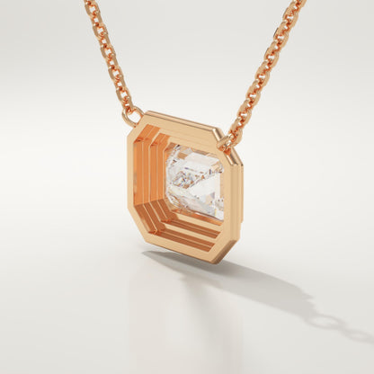 2 CT East West Emerald Lab-Grown Diamond Solitaire & Bezel Necklace