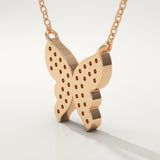 0.094 TCW Round Lab-Grown Diamond Butterfly Charm Necklace