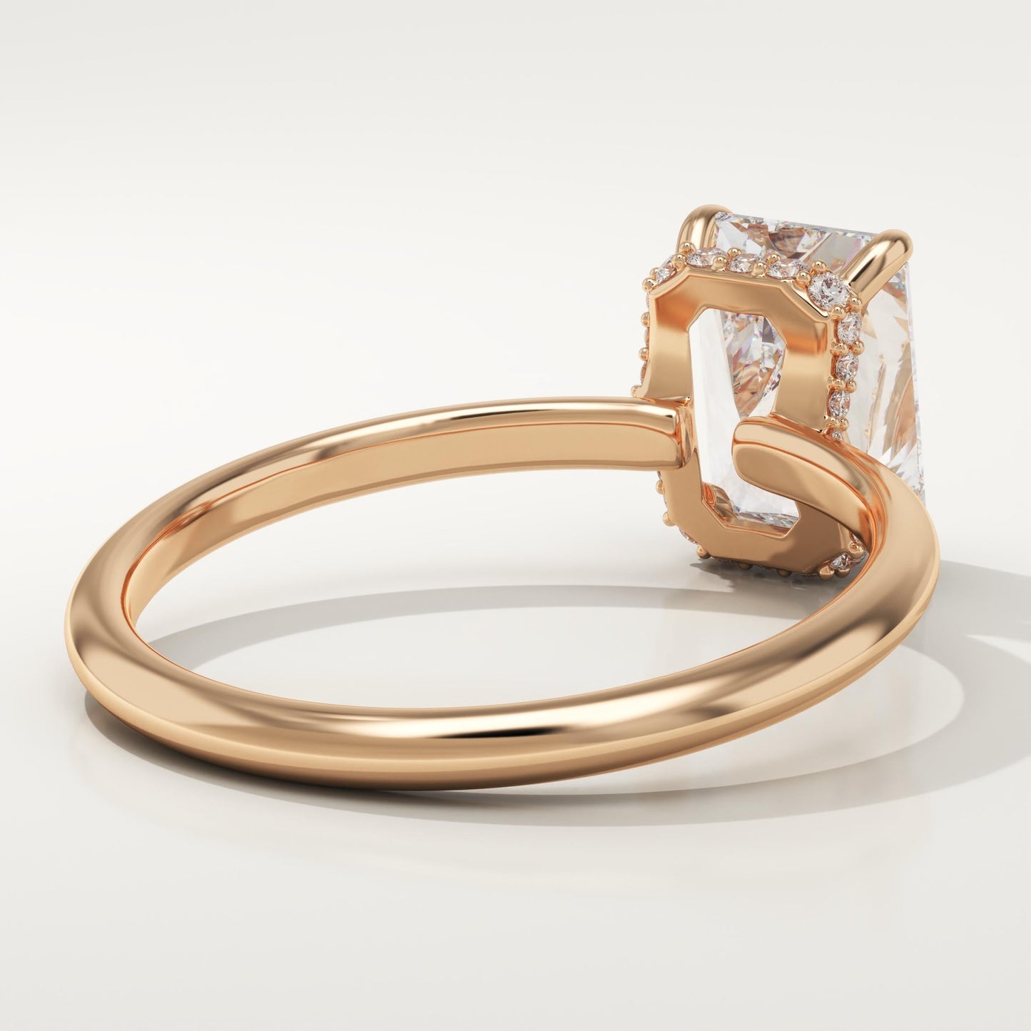 2 CT Radiant Cut Hidden Halo Moissanite Engagement Ring