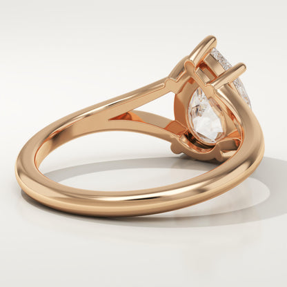 Pear Cut Solitaire Split Shank Lab-Grown Diamond Engagement Ring