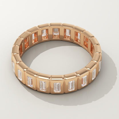 0.8 TCW Baguette Lab-Grown Diamond Full Eternity Bezel Wedding Band