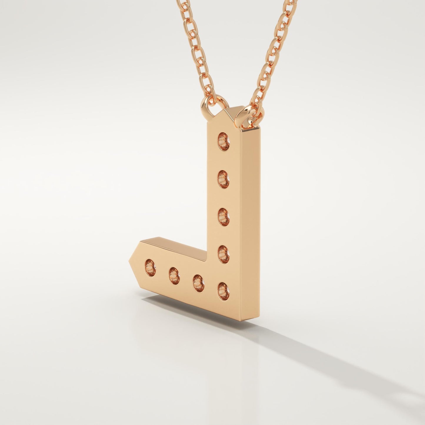 0.24 TCW Round Lab-Grown Diamond L Initial Necklace