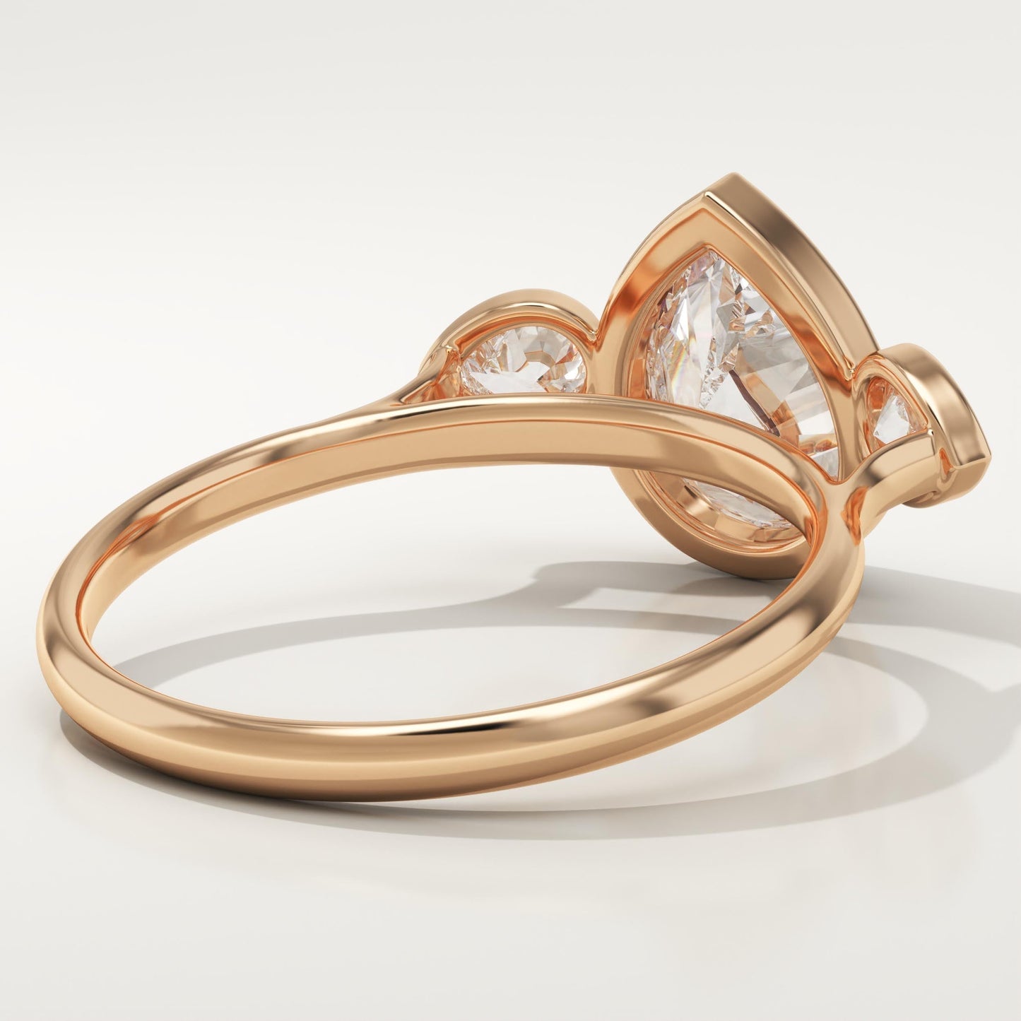 Pear Cut Three Stone Bezel Lab-Grown Diamond Engagement Ring