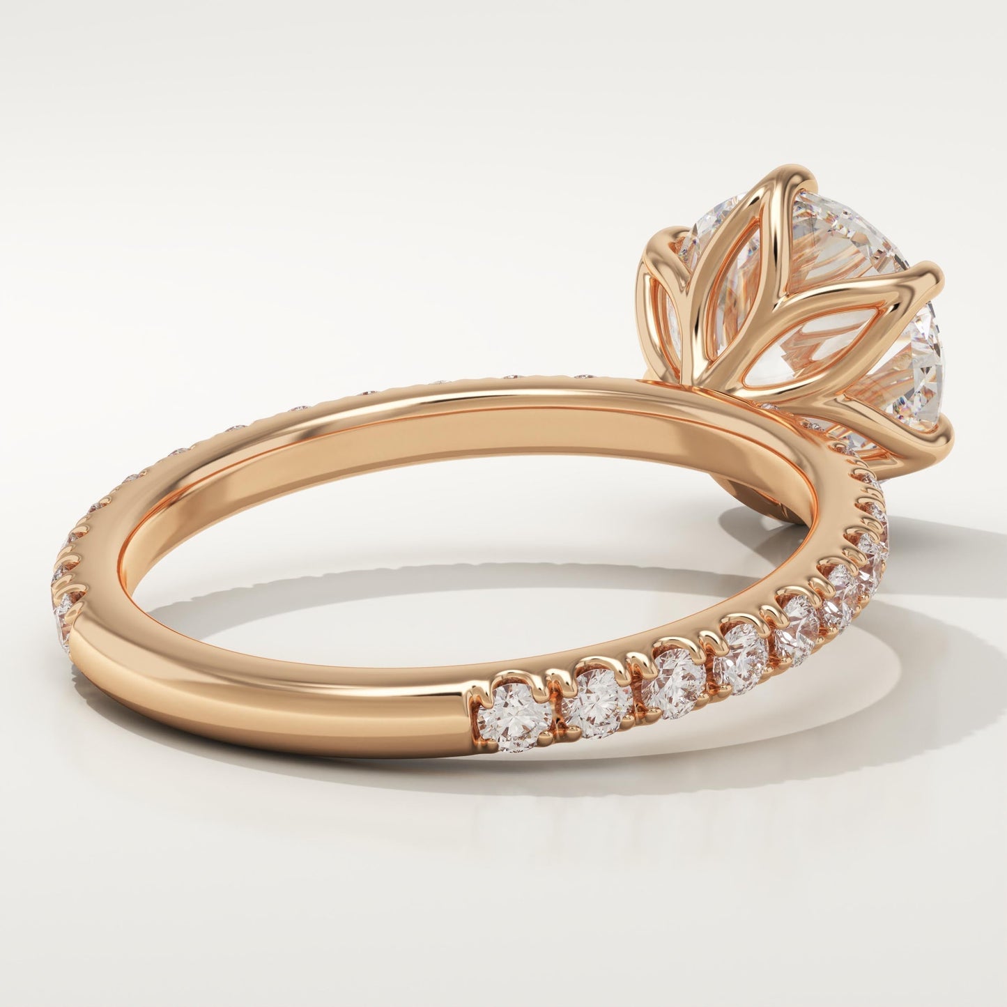 Round Cut Pave Lab-Grown Diamond Engagement Ring