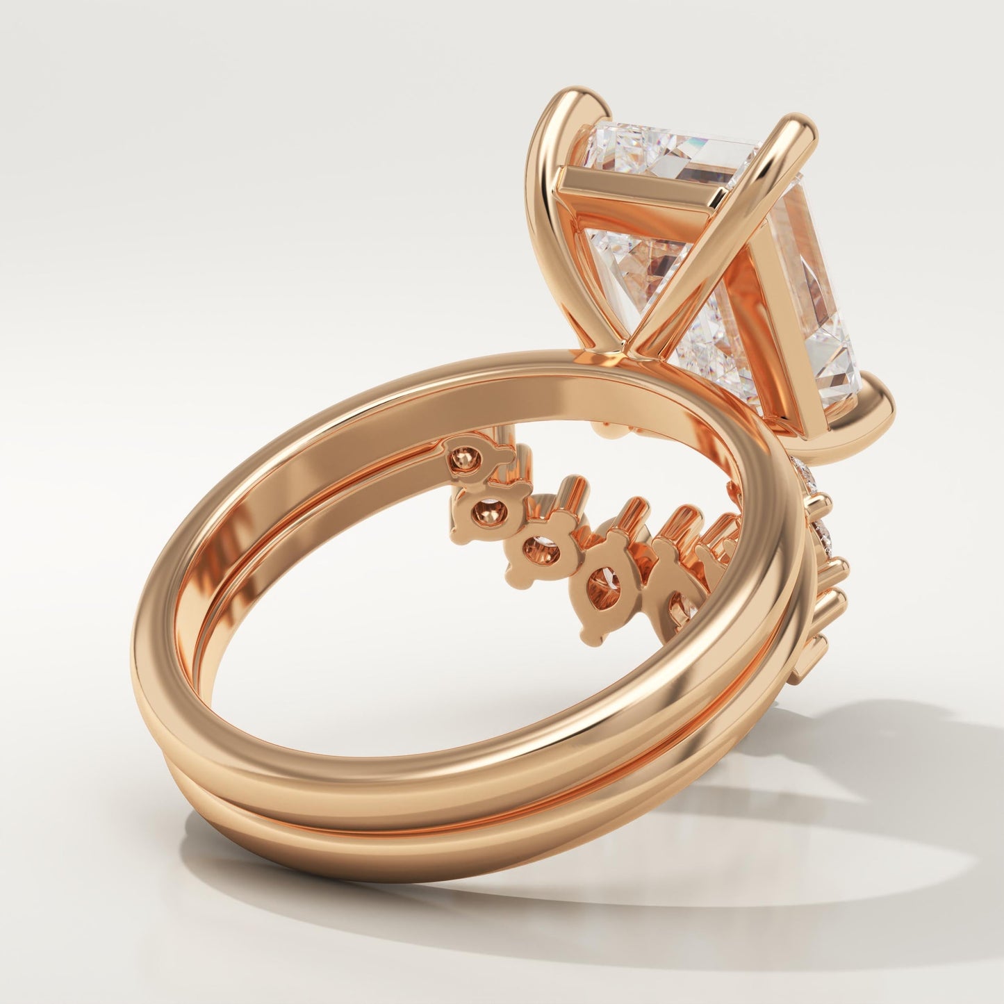 Emerald Cut Cluster Lab-Grown Diamond Bridal Set