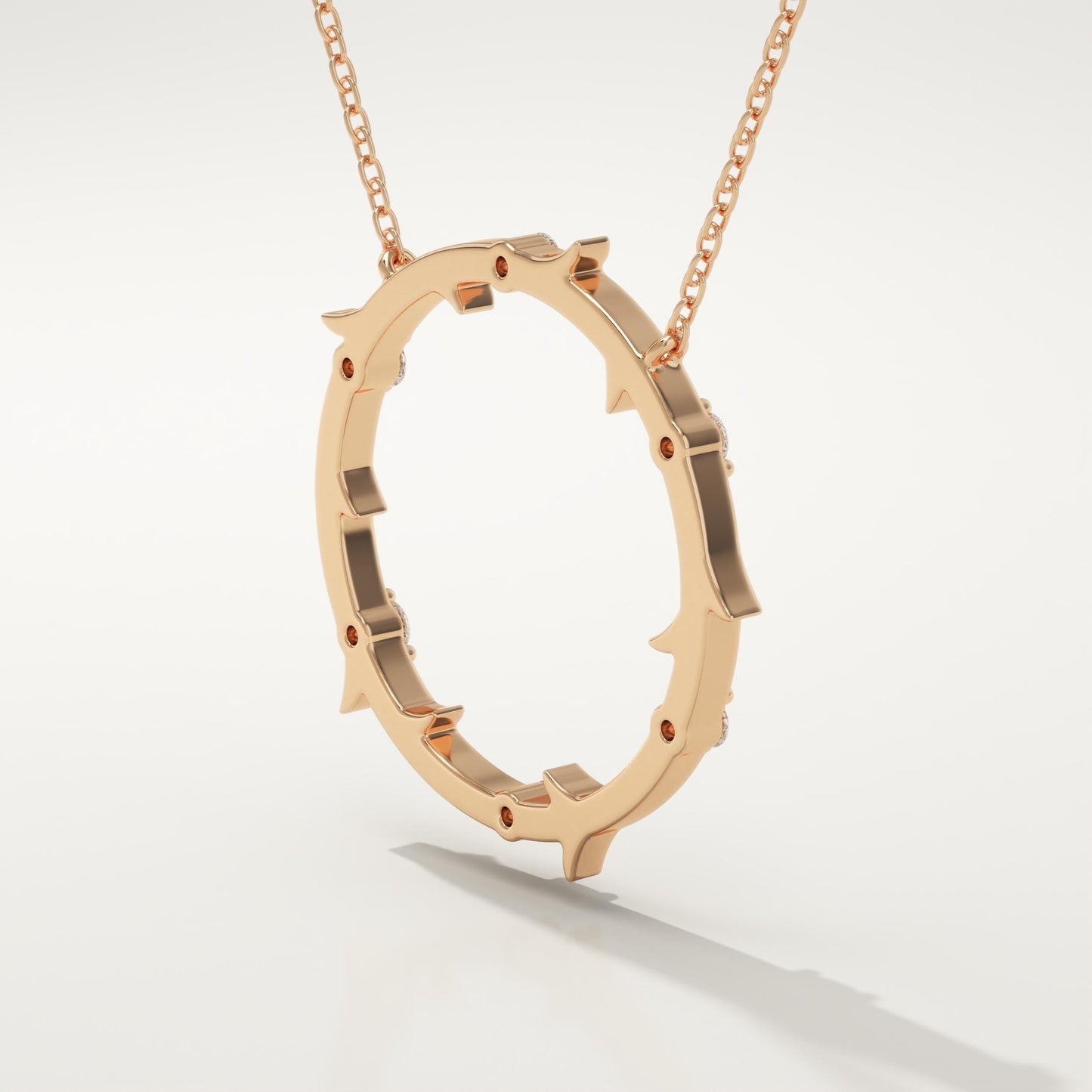 0.09 TCW Round Lab-Grown Diamond Circle Charm Necklace