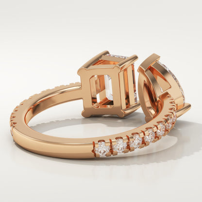 1.75 TCW Pear & Emerald Cut Toi Et Moi Pave Lab-Grown Diamond Engagement Ring