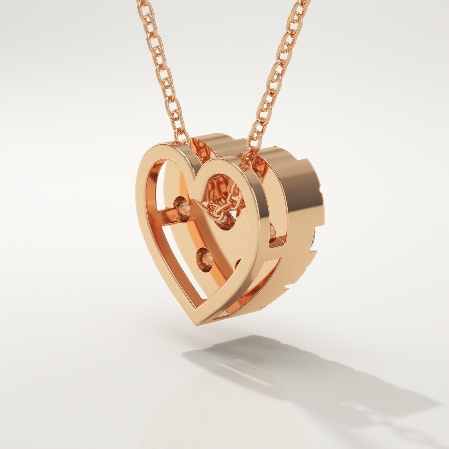 0.475 TCW Round Lab-Grown Diamond Heart Shaped Charm Necklace