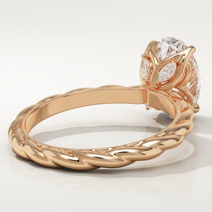 Oval Cut Twisted Shank Lab-Grown Diamond Engagement Ring