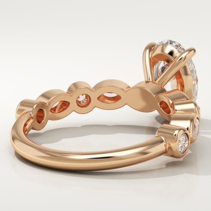 Oval Cut Pave Lab-Grown Diamond Engagement Ring