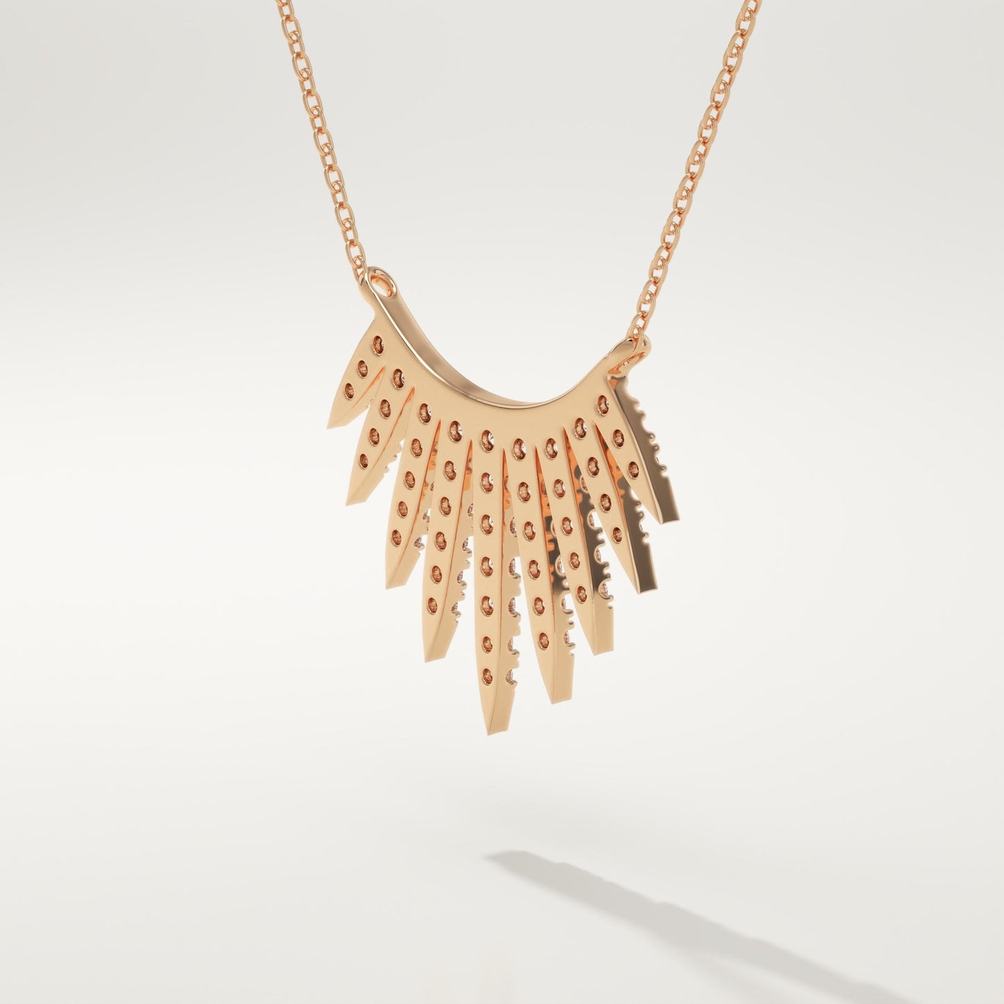 0.426 TCW Round Lab-Grown Diamond Sunbeams Charm Necklace