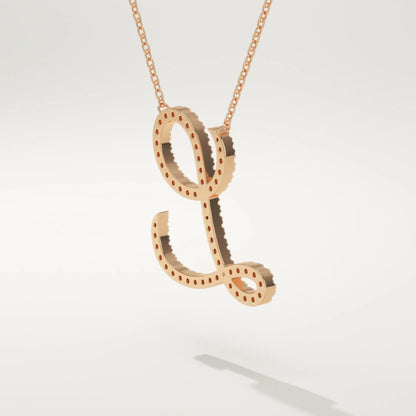 0.198 TCW Round Lab-Grown Diamond L Initial Necklace