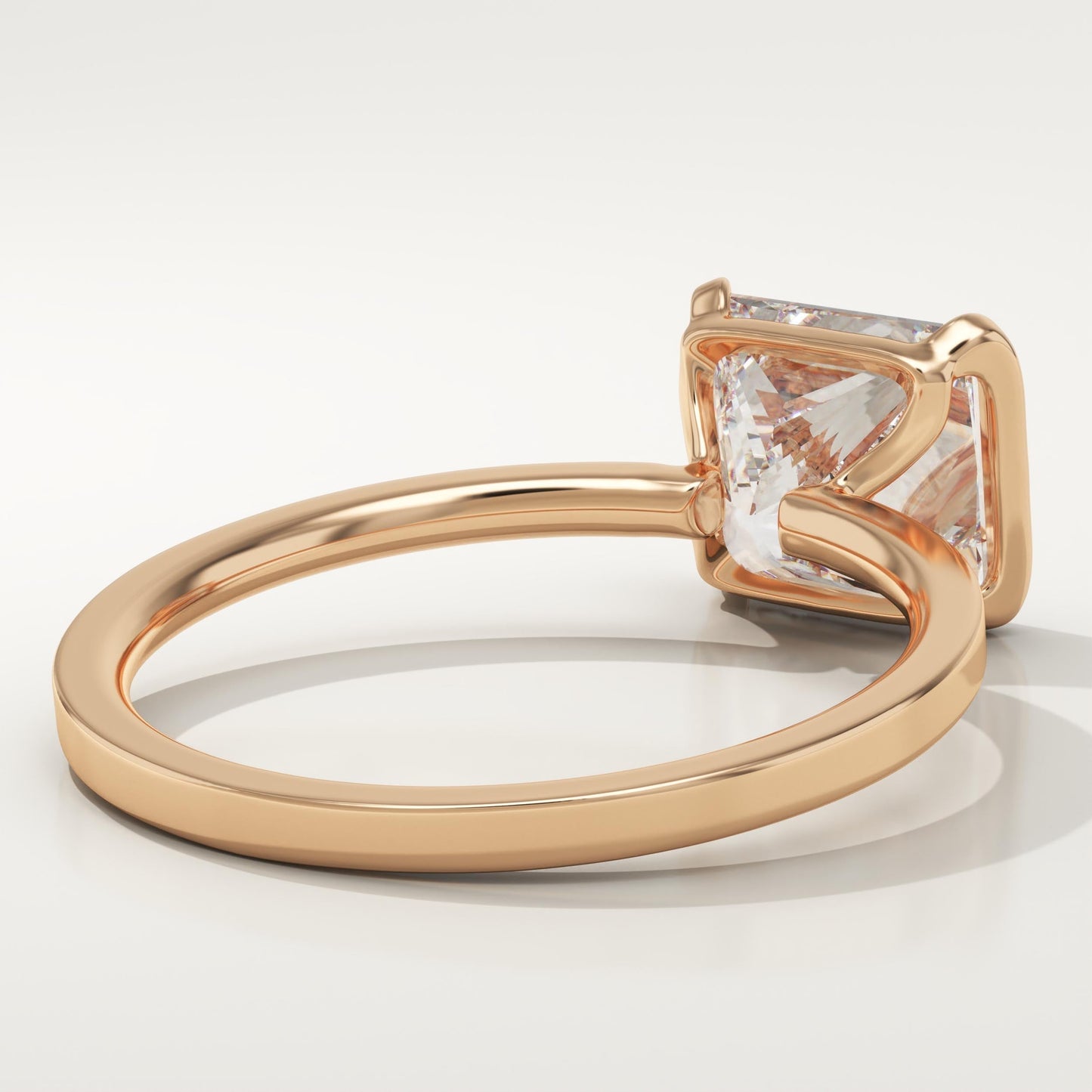 Princess Cut Half Bezel Lab-Grown Diamond Engagement Ring