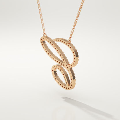 0.144 TCW Round Lab-Grown Diamond C Initial Necklace