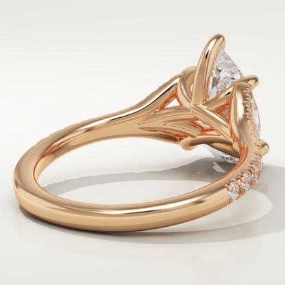 Pear Cut Pave Split Shank Lab-Grown Diamond Engagement Ring