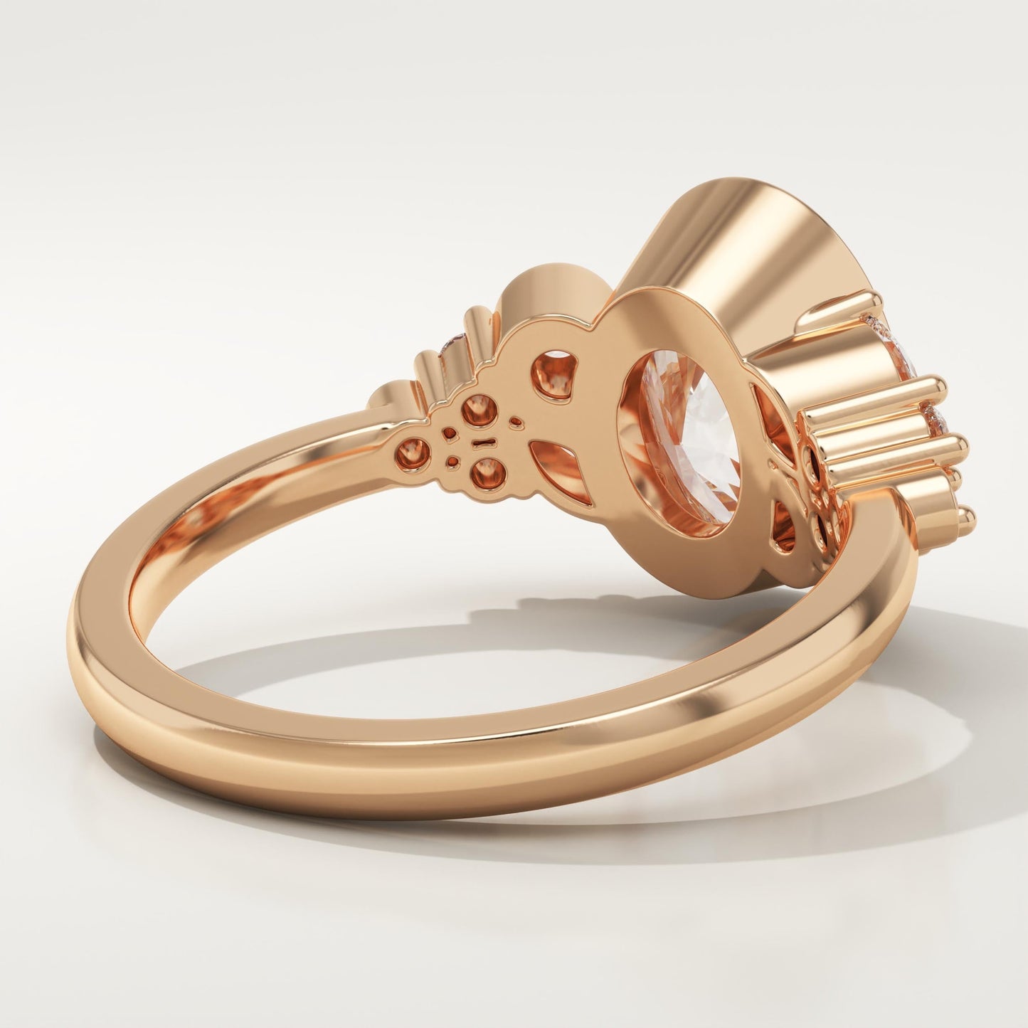 Oval Cut Bezel & Cluster Lab-Grown Diamond Engagement Ring