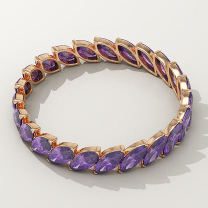 1.2 TCW Marquise Shaped February-Amethyst Birthstone Wedding Band