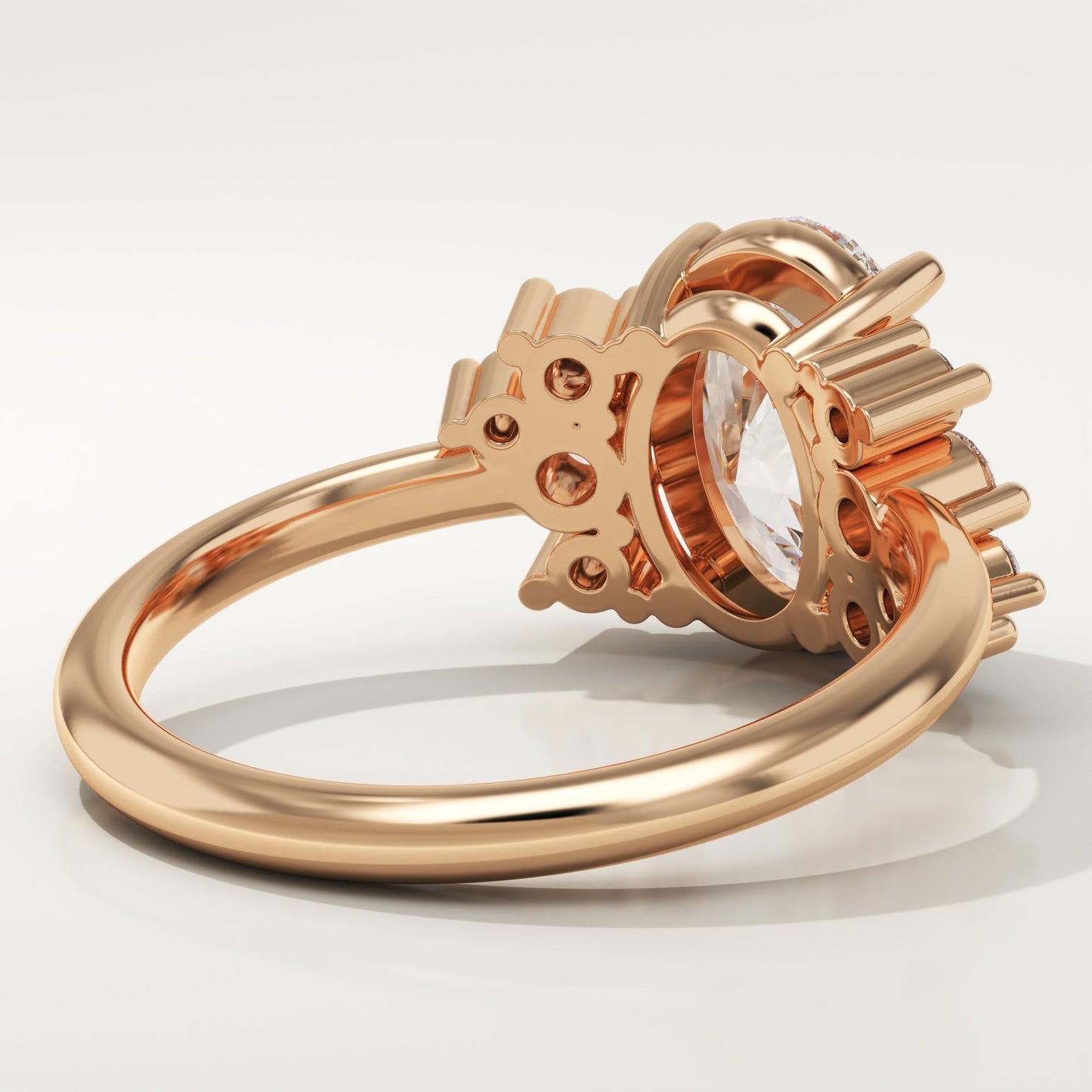 Oval Cut Cluster Lab-Grown Diamond Engagement Ring