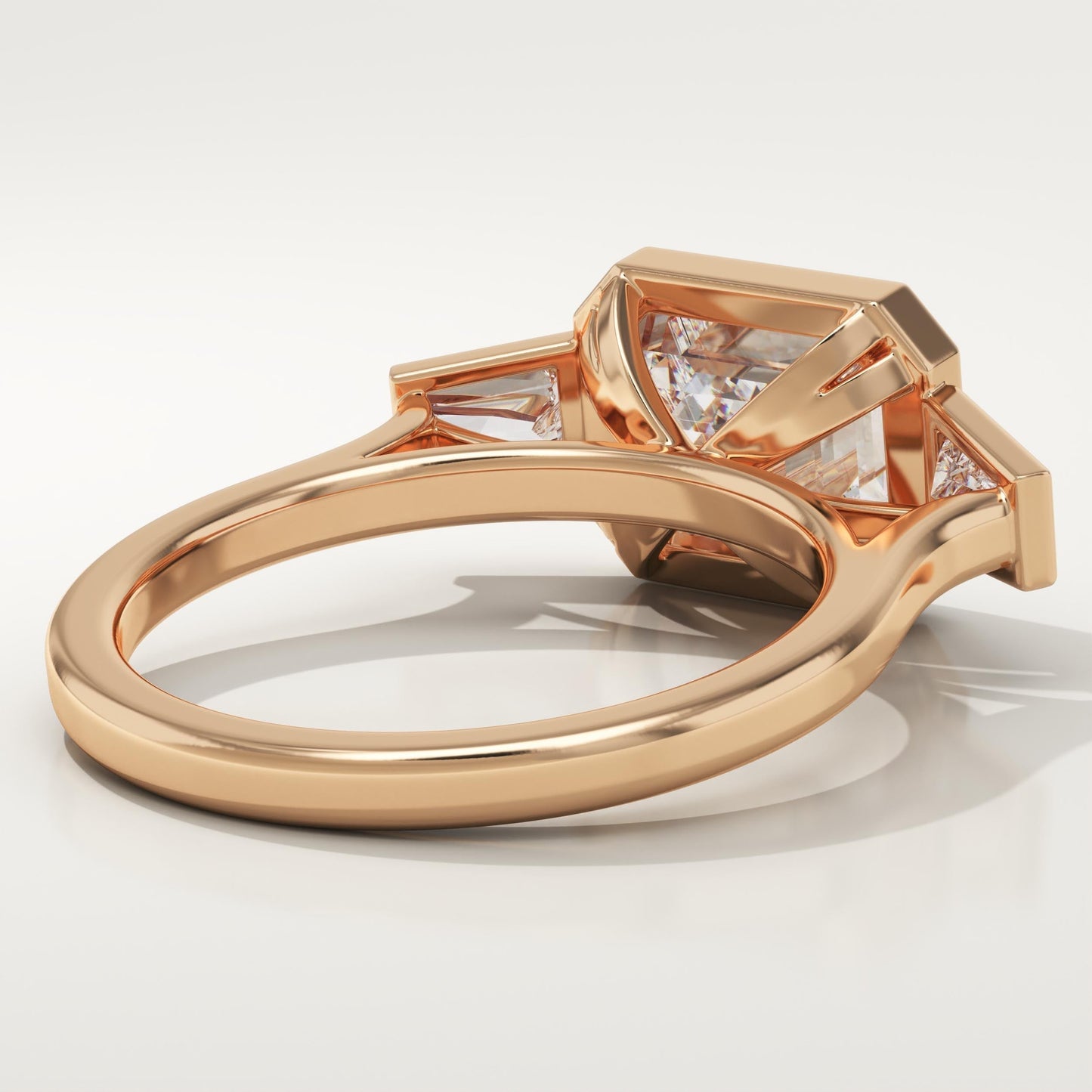 East West Emerald Cut Three Stone Lab-Grown Diamond Engagement Ring